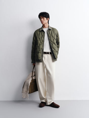 Men's Casual Shirt-Style Faux-Layer Goose Down Jacket