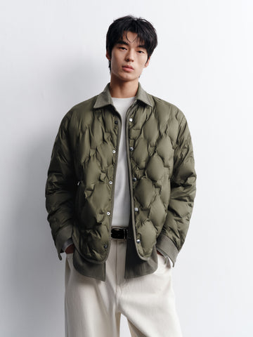 Men's Casual Shirt-Style Faux-Layer Goose Down Jacket