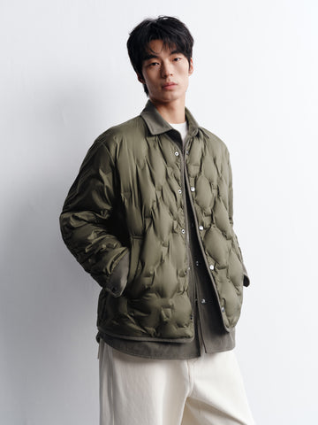 Men's Casual Shirt-Style Faux-Layer Goose Down Jacket