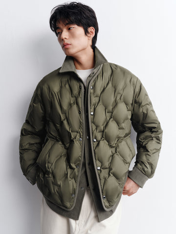 Men's Casual Shirt-Style Faux-Layer Goose Down Jacket