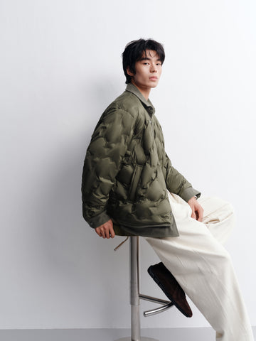 Men's Casual Shirt-Style Faux-Layer Goose Down Jacket