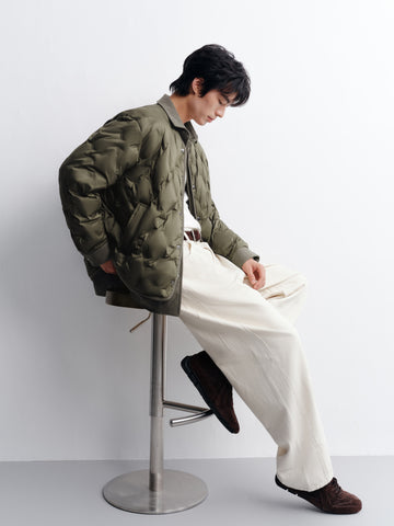 Men's Casual Shirt-Style Faux-Layer Goose Down Jacket