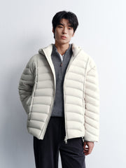 Men's Casual White Channel-Quilted Down Jacket