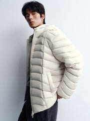 Men's Casual White Channel-Quilted Down Jacket