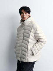 Men's Casual White Channel-Quilted Down Jacket