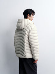 Men's Casual White Channel-Quilted Down Jacket