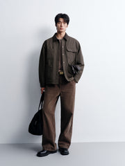 Men's Casual Barn-Style Corduroy-Collar Down Jacket