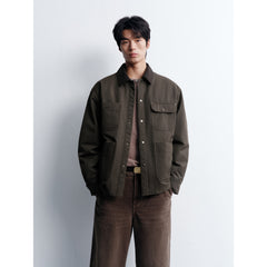 Men's Casual Barn-Style Corduroy-Collar Down Jacket