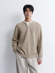 Men's Casual Henley Neck Faux Two-Piece Knit Top
