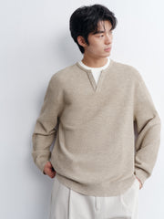 Men's Casual Henley Neck Faux Two-Piece Knit Top