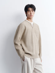 Men's Casual Henley Neck Faux Two-Piece Knit Top