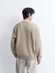 Men's Casual Henley Neck Faux Two-Piece Knit Top