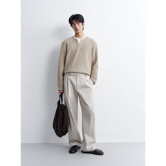 Men's Casual Henley Neck Faux Two-Piece Knit Top