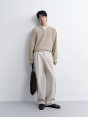 Men's Casual Henley Neck Faux Two-Piece Knit Top