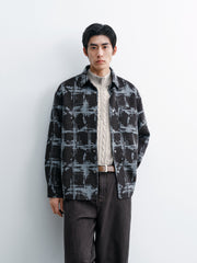 Men's Casual Color-Block Plaid Wool-Blend Overshirt