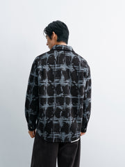 Men's Casual Color-Block Plaid Wool-Blend Overshirt