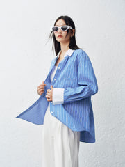 Women's Oversized Striped Shirt  [Available only in China]