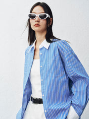 Women's Oversized Striped Shirt  [Available only in China]