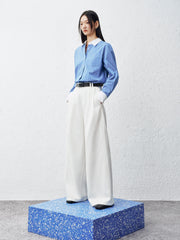 Women's Tencel Wide-Leg White Jeans  [Available only in China]