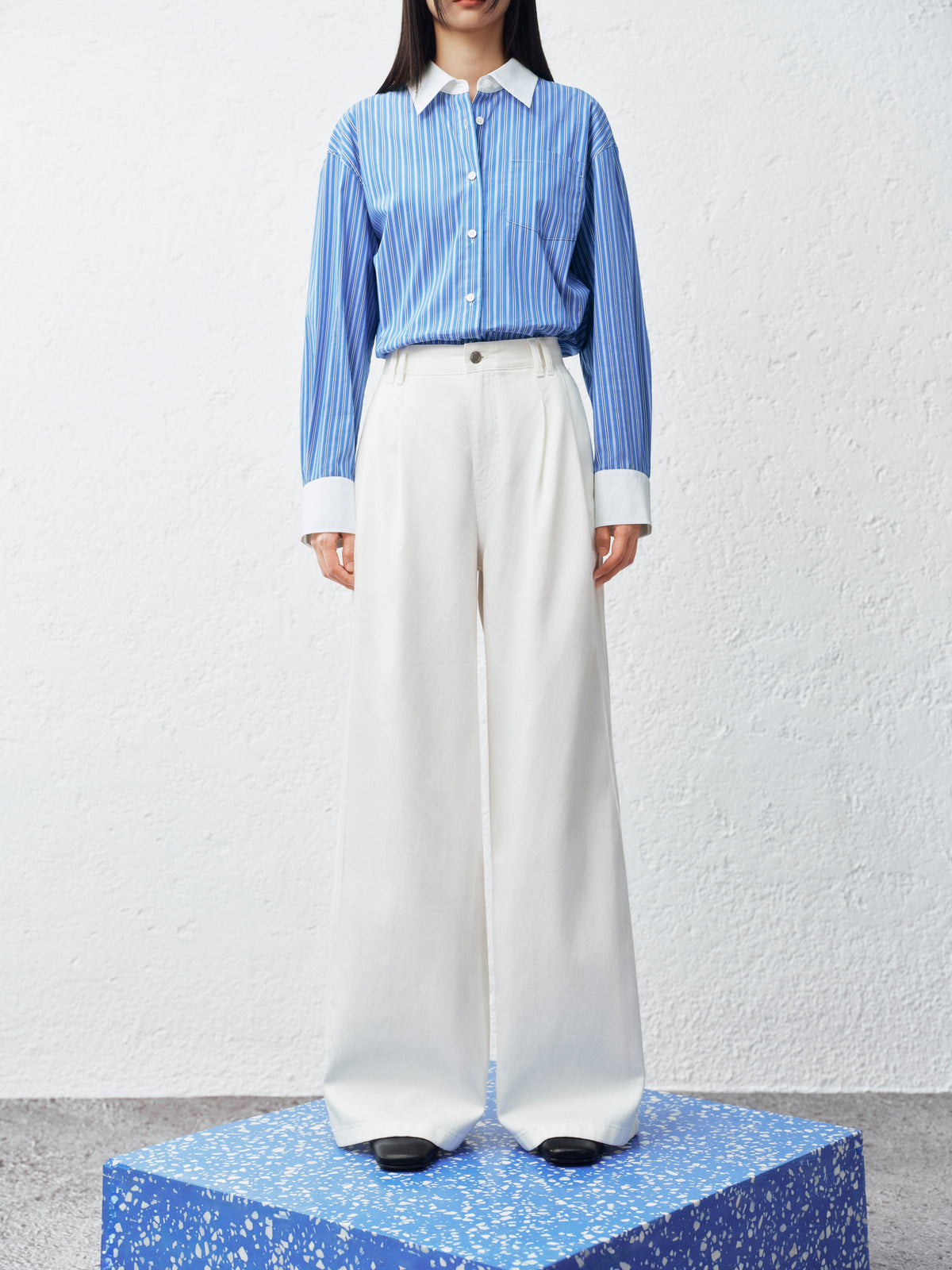 Women's Tencel Wide-Leg White Jeans  [Available only in China]