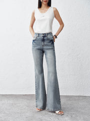 Women's Vintage High-Waisted Flared Jeans