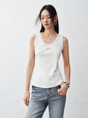 Women's Basic Slim Fit Embroidered Tank Top