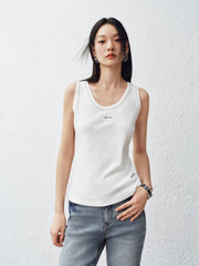 Women's Basic Slim Fit Embroidered Tank Top