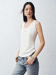 Women's Basic Slim Fit Embroidered Tank Top