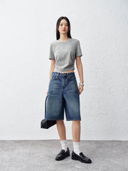 Women's Cotton Straight-Leg Denim Shorts