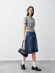Women's Cotton Straight-Leg Denim Shorts