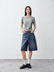 Women's Cotton Straight-Leg Denim Shorts
