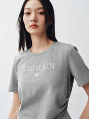 Women's Slim-Fit Letter Embroidered T-Shirt