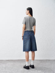 Women's Cotton Straight-Leg Denim Shorts