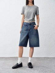 Women's Cotton Straight-Leg Denim Shorts
