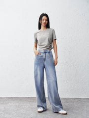 Women's Washed High-Waist Wide-Leg Jeans