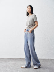 Women's Washed High-Waist Wide-Leg Jeans