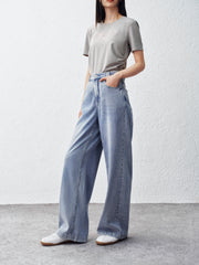 Women's Washed High-Waist Wide-Leg Jeans
