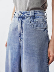 Women's Washed High-Waist Wide-Leg Jeans
