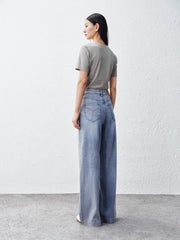Women's Washed High-Waist Wide-Leg Jeans