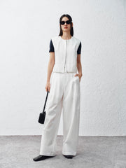 Women's Basic Wide-Leg Curved Cut Pants