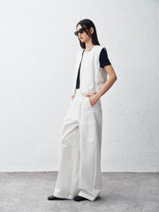 Women's Basic Wide-Leg Curved Cut Pants