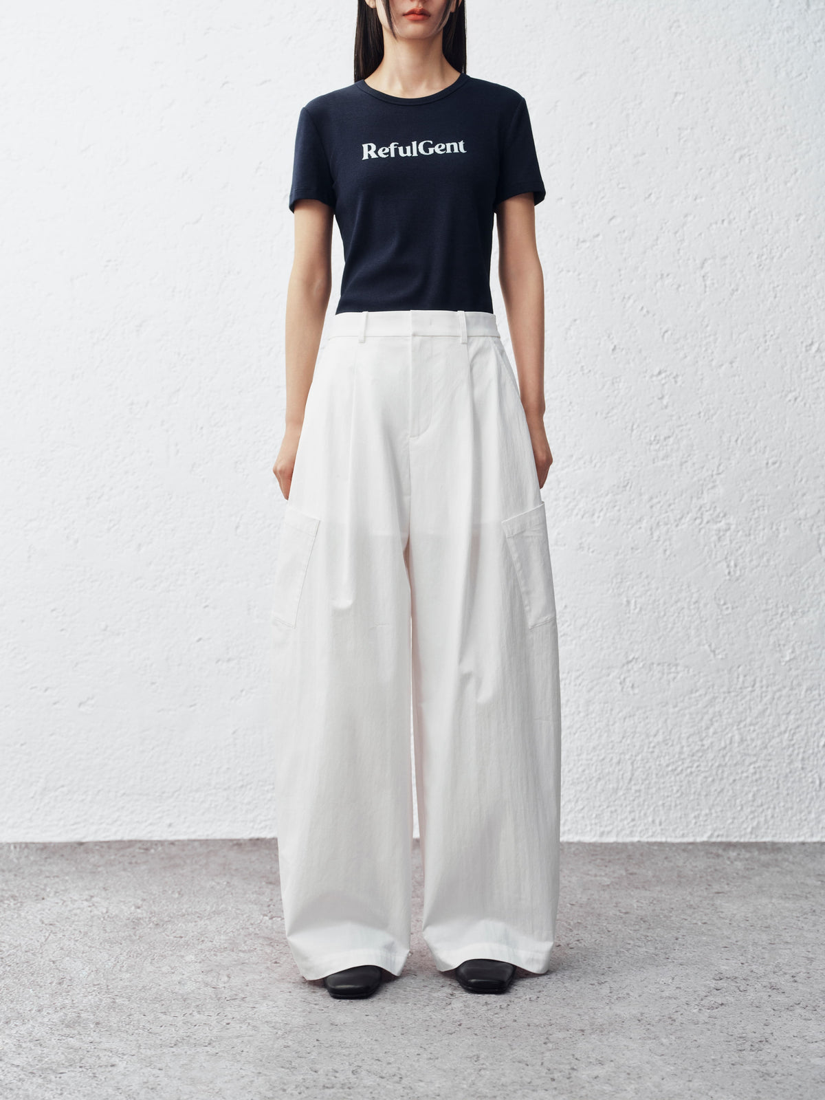 Women's Basic Wide-Leg Curved Cut Pants