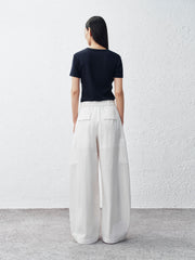 Women's Basic Wide-Leg Curved Cut Pants