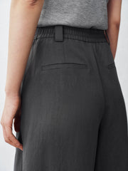 Women's Tencel Wide-Leg Curved Cut Suit Trousers