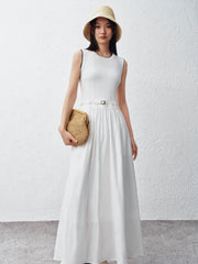 Women's Linen-Blend Paneled Sleeveless Dress