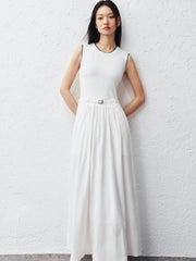 Women's Linen-Blend Paneled Sleeveless Dress
