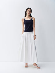 Women's White Pleated A-Line Skirt