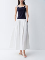 Women's White Pleated A-Line Skirt