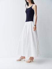 Women's White Pleated A-Line Skirt