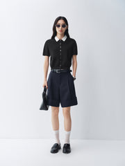 Women's Cropped Contrast Knit Cardigan